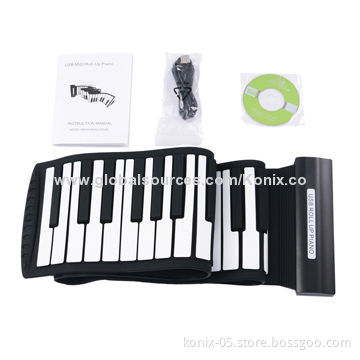 Toy roll up piano with silicone keyboard for adult